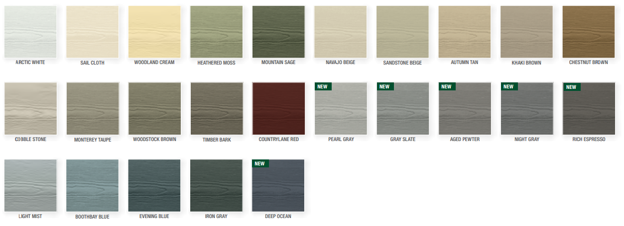 James Hardie Siding Color Chart